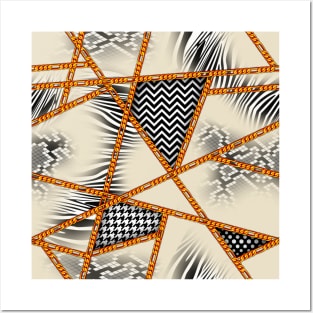 Animal skins,fabric pattern,chain,snake,zebra,polka dots Posters and Art